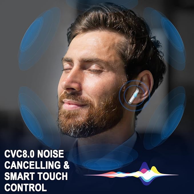 Wireless Earbuds, Bluetooth 5.4 Ear Buds LED Power Display Headphones Bass Stereo, Bluetooth Earbuds in-Ear Noise Cancelling Mic, 40H Playback Mini Case IP7 Waterproof Sports Earphones for Android iOS