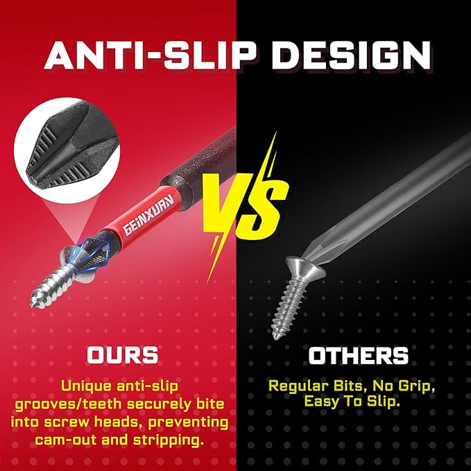 Impact Tough #2 Phillips 6 in. Anti-slip Head Insert Driver Bits,5Pack 1/4 Inch Hex Shank Long Cross Magnetic PH2 Screwdriver Bits Set