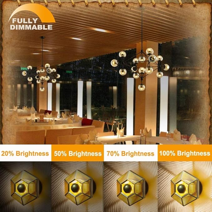 Half Gold Light Bulb, Dimmable 6W (Equivalent 60 Watt) Decorative LED Edison Bulb, A60/ A19 A Shape 2700K Warm White, Gold Tipped Mirror Light Bulb E26 Base Pack of 2