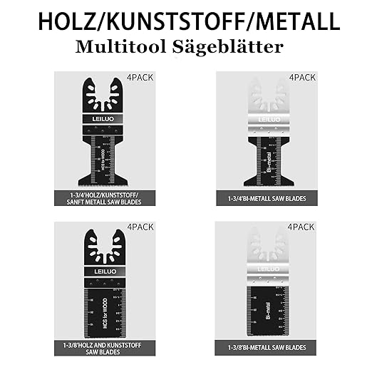 LEILUO 31Pcs Multitool Blade Kits for Wood Nails Drywall Cutting Oscillating Saw Blades Universal Oscillating Tool Blades with Storage Bag Compatible with DeWalt Makita Dremel and More