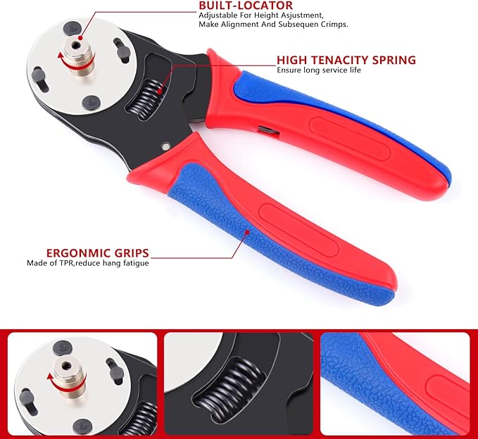 Deutsch Crimper,Knoweasy 4 Way Indent, 8 Impression Closed Barrel Crimper with Deutsch Crimp Tool for Deutsch Contacts - Gage 14, 16, 18 - Perfect for Automotive Application