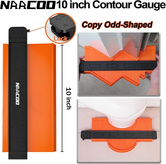 Laminate/Vinyl Flooring Tools, NAACOO Heavy Tapping Block for Vinyl Plank Floor, Heavy Pull Bar, 10”Contour Gauge, 40pc Flooring Spacers, Rubber Mallet - 5 in 1 Floor Installation Kit