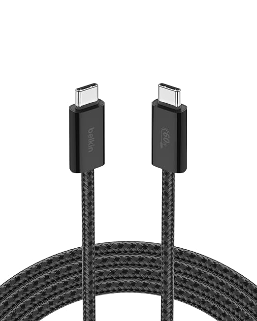 Belkin USB C to USB C Cable, 6.6ft, 60W - Type C Charger, iPhone Charger Cord, Soft, Braided, Flexible for iPhone 16, Galaxy S25, Pixel 9, Airpods, iPad Pro, Tablet & More, Travel Essentials - Black