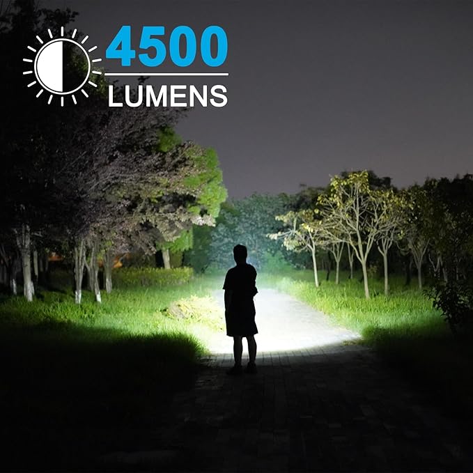 GOODSMANN Rechargeable Spotlight Waterproof Flashlight up to 4500 Lumen Handheld Searchlight Hunting Light with EVA Carrying Case USB Adapter Car Charger 9924-H101-02