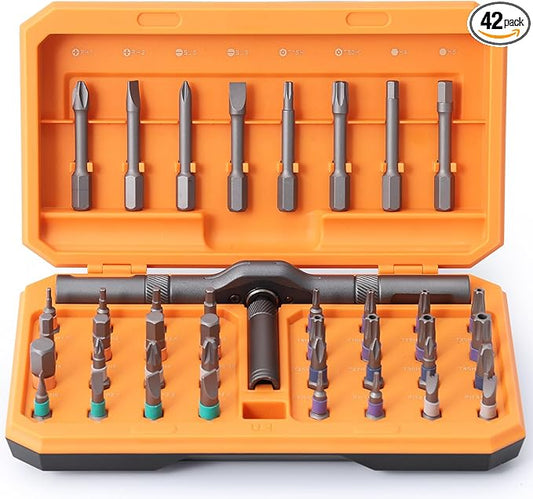 42 in 1 Magnetic Screwdriver Set, DIY Ratchet Screwdriver Set, Multi Bit Magnetic Drive Set with Detachable Ratchet Handle, Portable Compact Repair Tool Kit for Home Furniture Computer Bicycle
