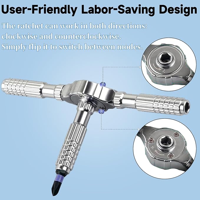 40 in 1 Magnetic Ratchet Screwdriver Set, DIY Ratchet Screwdriver Set with T Detachable Ratchet Handle, Portable S2 Tools for Furniture Assembly, Precision Electrical Appliance Repair, Bicycle Tools