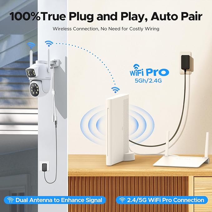 2K Dual Lens Security Cameras Wireless Outdoor, 5G & 2.4G WiFi Pro Home Security Camera System with Color Night Vision, Auto Tracking, 2-Way Audio, 360° Pan & Tilt, 500GB HDD 10CH NVR No Subscription