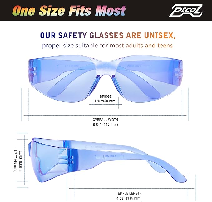 28 Pack Safety Glasses BLUE Tinted (Bulk Pack of 24+4) Unisex Anti-Scratch Protective Goggles Impact Resistant Lens Eyewear with ANSI Z87.1 Certified for Construction, Shooting and Laboratory
