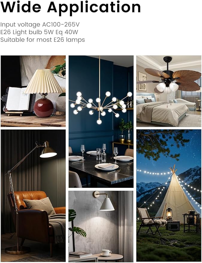 G45 LED Refrigerator Light Bulb - 40W Equivalent, 5W, 6000K Daywhite, 95+ CRI, E26 Base, Waterproof IP44 - Full Spectrum for Kitchen, Freezer, Bathroom, Office, Vanity, and Indoor Plants