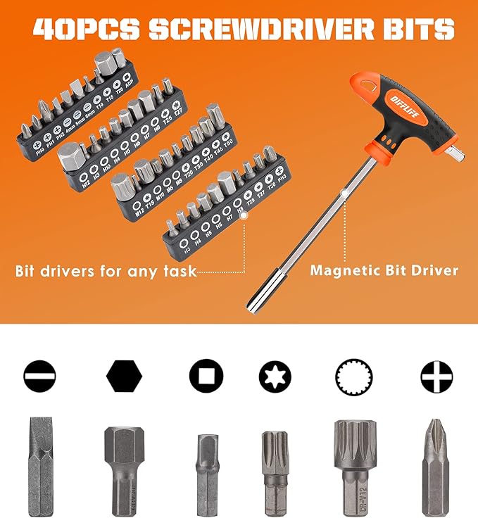 Screwdrivers Set with Case, 120-piece Includes Slotted, Phillips, Hex, Pozidriv, Torx and Precision Magnetic Screwdriver Set Tools for Men (120-Piece)…