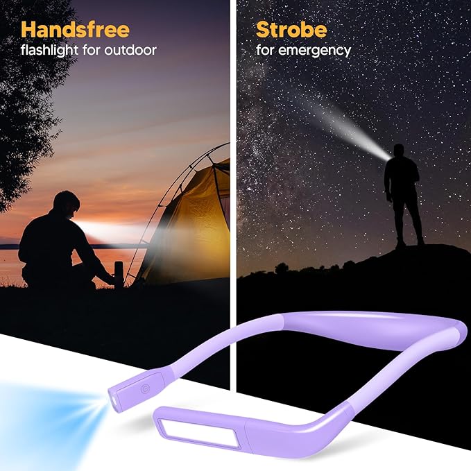 Purple Reading Lights for Books in Bed, Christmas Birthday Gifts for Women Mom Wife Stocking Stuffers for Teen Girls Readers Book Accessories Craft Knitting Gifts for Grandma Crochet Supplies