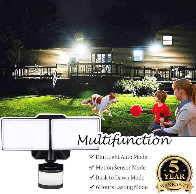 EMANER Motion Sensor Flood Light Dusk to Dawn, Outdoor LED Security Lights 5000K 280W Equiv. for Walkway Porch Yard, Motion Detection Floodlight Light Waterproof Wired Motion Wall Light 120V