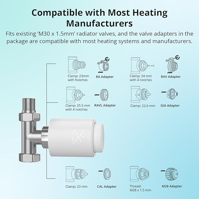 SONOFF Zigbee Thermostatic Radiator Valve, Smart Thermostatic Radiator Supports App Remote Control and Timing, Zigbee 3.0 Hub Required, Compatible with Amazon Alexa/Google Home.