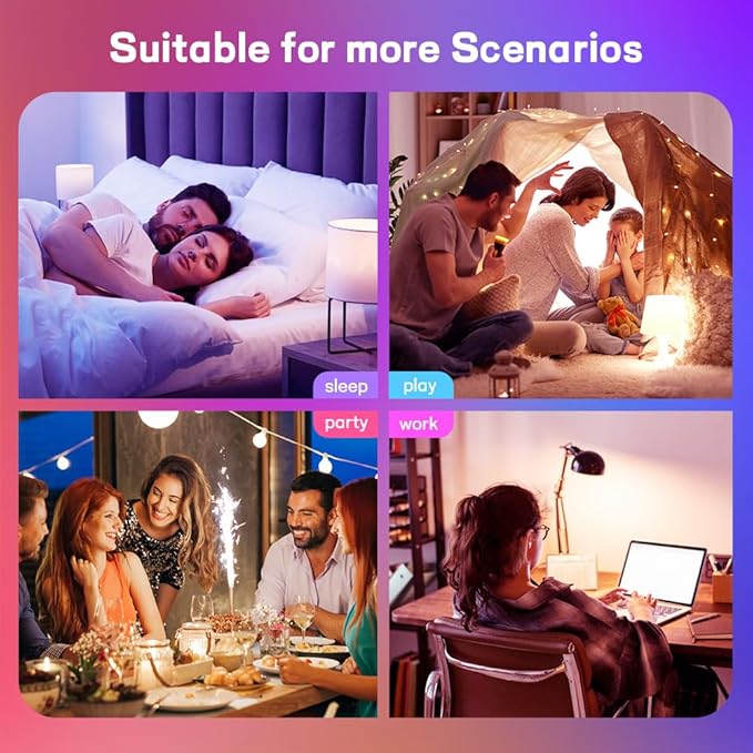 Smart LED Bulbs, Bluetooth Light Bulbs, RGB+CCT Color Changing Light Bulbs with App Control, A19, E26, 10W Music Sync and 8 Scene Mode for Living Room Bedroom Party (Not Support WiFi/Alexa) (2)