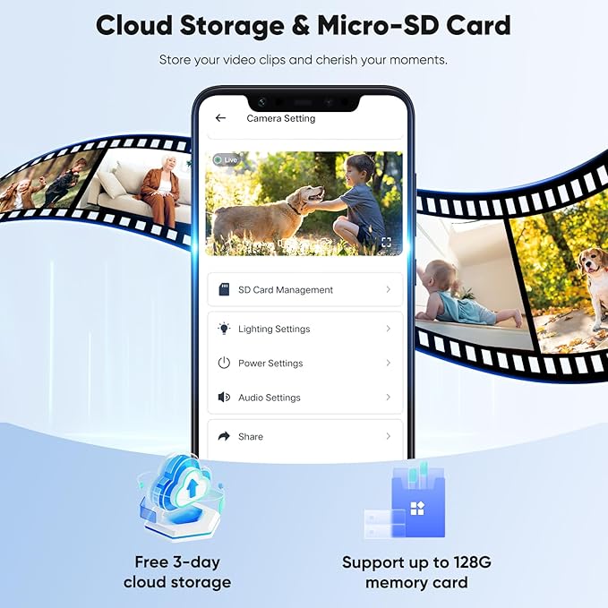 Security Cameras Wireless Outdoor, 2K Battery Powered Color Night Vision Camera, PIR Motion Detection, IP66 Waterproof, Cloud Storage/Mic-SD, Instant Alert, 2.4GHz WiFi, Solar Camera for Home