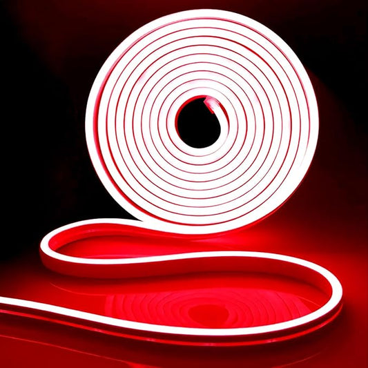 iNextStation 12V Red LED Strip Lights 16.4FT, Flexible Silicone Neon Rope Light, Waterproof, Cuttable, Dimmable & Linkable, for Cabinet, Ceiling, Wall, Bedroom, Kitchen, Garage (No Adapter)