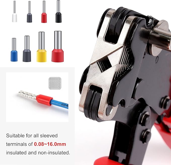 Zhushan Ferrule Crimping Tool,16-4A Front Loading Ferrule Crimper from 30-5AWG (0.08-16mm²) for Wire End Sleeves and Wire End Terminal