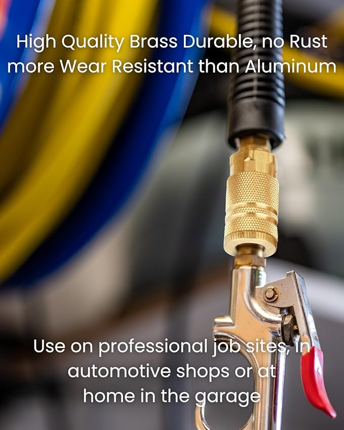 Coupler and Plug Kit (14 Piece), Industrial Type D, 1/4 Inch NPT, Solid Brass Quick Connect Air Fittings Set