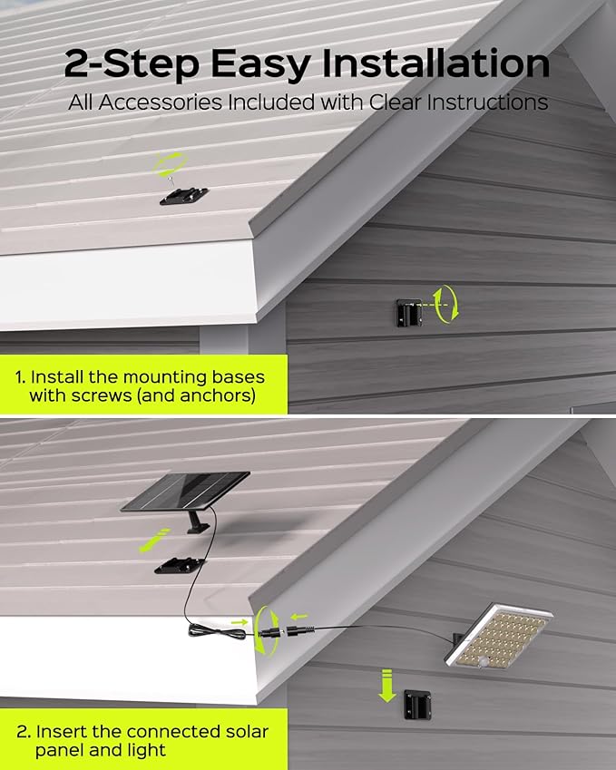 JACKYLED Motion Sensor Solar Lights Outdoor, 16.4ft Cord Security Wall Flood Light Solar Powered Gen2 Light Focus LED with Lenses Cool White Light IP65 Waterproof for Porch Backyard Barn Shed, 2-Pack