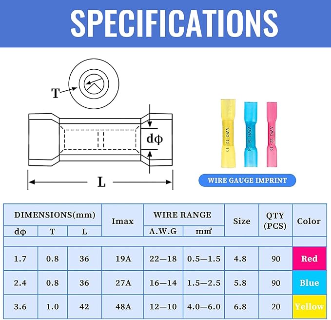 Qibaok Crimping Tool Ratcheting Wire Crimper for Heat Shrink Connectors with 200pcs Heat Shrink Butt Connectors for AWG 20-10