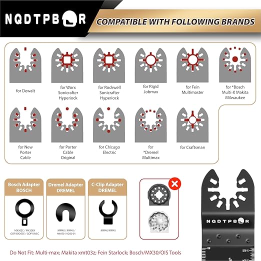 54 PCS Oscillating Saw Blades Professional Universal Wood Multitool Blades Titanium Oscillating Tool Blade for Metal Nails, Wood and Plastic Multi Tool Blades Kits Fit All Models (54PCS)