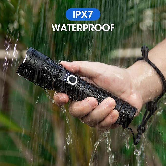 KINGCAESAR 3 Pack Flashlights High Lumens - 90,000 Lumen Super Bright Rechargeable Flashlight with 5 Light Modes, IPX7 Waterproof High Powered LED Flash Light for Home, Camping