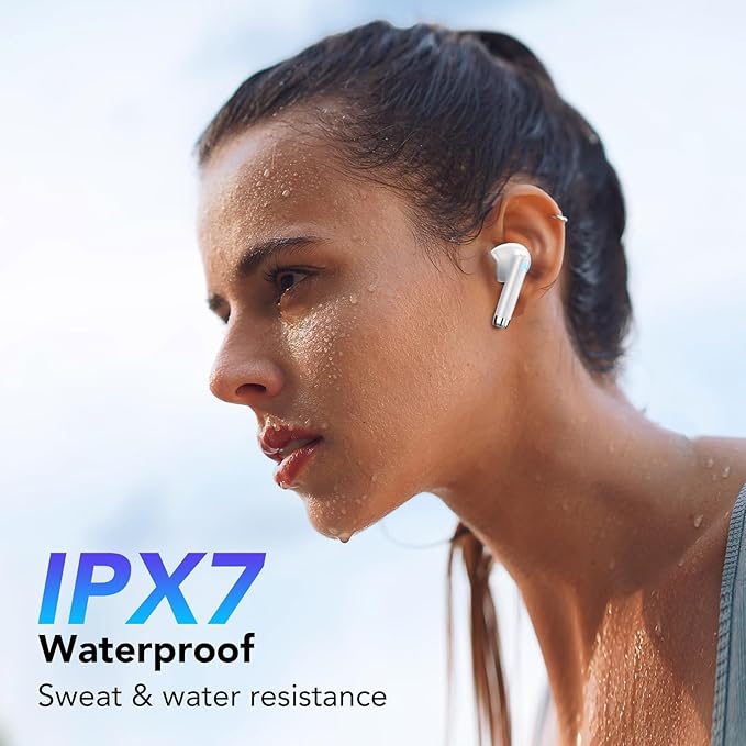 Wireless Earbuds, 2025 New Bluetooth 5.4 Headphones HiFi Stereo with 4 ENC Mic, 40H Mini Ear Buds In-Ear Noise Cancelling Earbuds with LED Screen, Ultra Light Bluetooth Earphones White for Android iOS