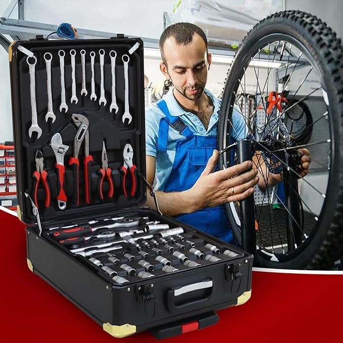 899pcs Home Repair Tool Set Kit for Men, Toolbox Storage Case with 4 Drawers, General Household Tool Kit with Rolling Tool Box, Tool Set Kit for Maintenance, Garden, Homeowner, Handyman -Black