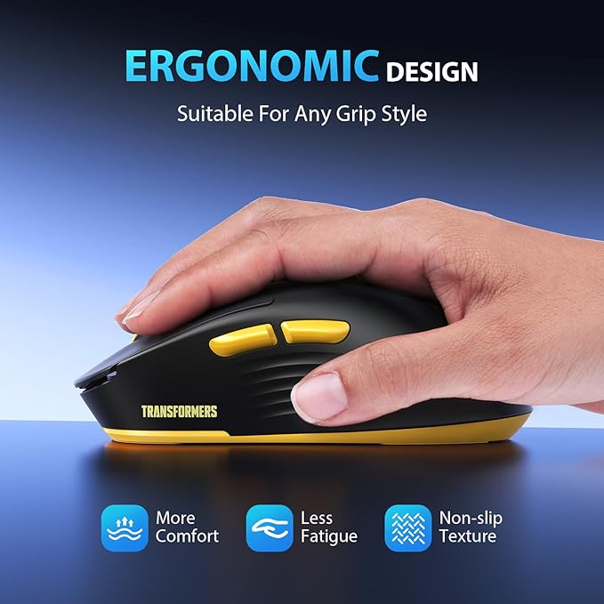 Transformers GM04 63g Lightweight Wireless Gaming Mouse, 12000 DPI, PAW3311 Sensor, 100h Battery Life, 2.4G/USB-C/Bluetooth Wireless Mouse with 5 Programmable Buttons for PC/Mac/Laptop(Black)