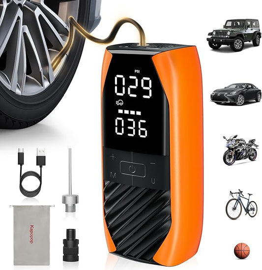 K1 Tire Inflator Portable Air Compressor,4X Faster 20000mAh Cordless Air Pump with Pressure Gauge,150 PSI Wireless Car Tire Inflator, Portable Air Pump for Car Tires, Bikes, Motorcycles,Balls