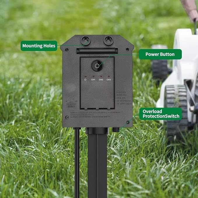 Outdoor Remote Control Power Strip, 25FT Extension Cord Waterproof, Independent Control Outlets, 6 Grounded Outlets for Outdoor Decorations, 14 AWG, 15A/1875W, ETL Listed (100 FT)