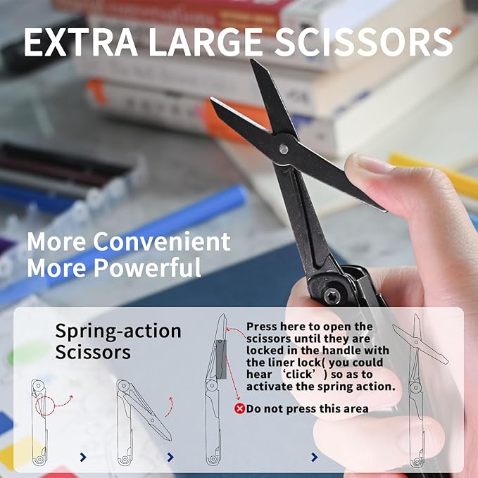 Multitool Gen-R Lite, Retro Black EDC Pocket Knife VG10 Blade, Compact 15-in-1 Multi-tool with Screwdriver, Large Scissors, Glass Breaker, Leather Sheath, Lightweight for Hiking, Camping