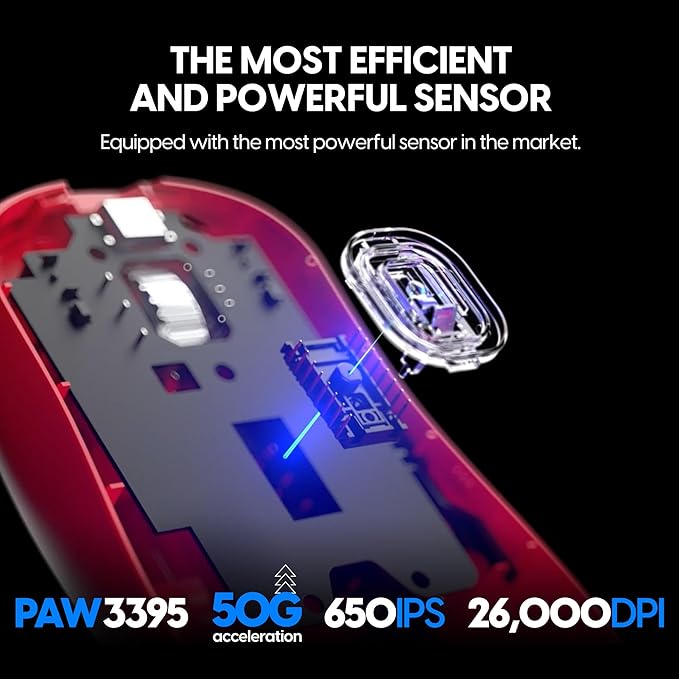 Pulsar Gaming Gears - Xlite v3 ES Wireless Gaming Mouse, Limited Edition, Ergonomic, Optical Switch, OLED Display, Driverless, PAW3395 Sensor, 100H Battery, 4K dongle Included (Medium, Red)