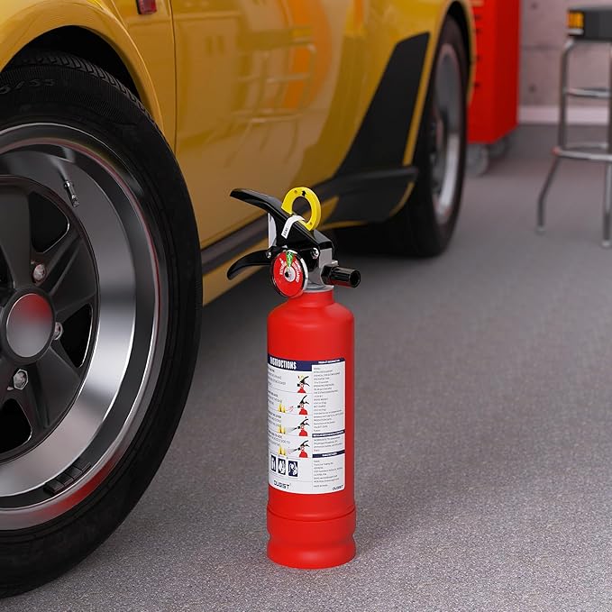 ABC Fire Extinguisher for Home & Vehicle - 2.5 lb 1-A:10-B:C Rated, Dry Chemical Fire Safety with Quick-Release Handle, Certified for Kitchen/Car/Boat Use (Model FF1KG)