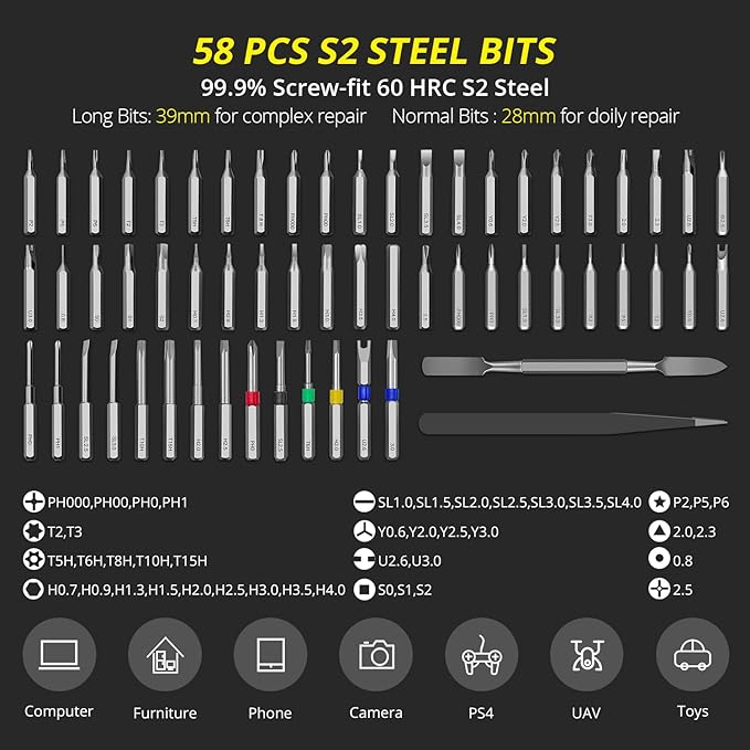 Electric Screwdriver Set,Cordless screwdriver set Small powered Magnetic Storage Bits, 5 Torque Adjustments, LED Display,fantic mini Screwdriver for Electronics Phone Camera PS5 Laptop Watch