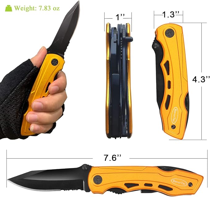 RoverTac Multitool Knife – 15-in-1 Pocket Knife with Pliers, Wire Cutter and Screwdrivers – Perfect Gifts for Men, Dad, Husband – Durable Camping Gear for Christmas, Father’s Day, and Birthdays