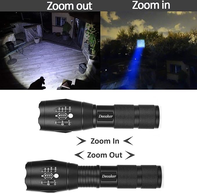 TC1200 Tactical Flashlight Super Bright 1200 Lumens 5 Light Modes Zoomable LED Flashlights Torch,2-Pack