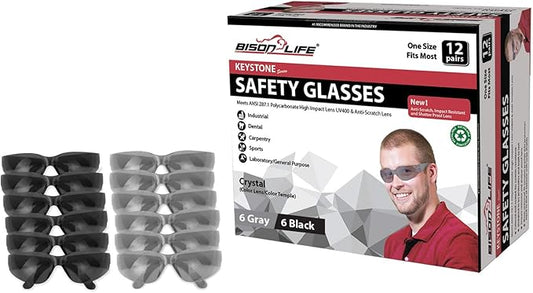 BISON LIFE Keystone Color Lens Safety Glasses | Anti Scratch | Impact Resistance | ANSI Z87.1 Standard | UV 400 Protection