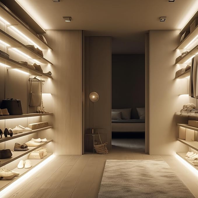 iNextStation 12V Warm White LED Strip Lights 16.4FT, Flexible Silicone Neon Rope Light, Waterproof, Cuttable, Dimmable & Linkable, for Cabinet, Ceiling, Wall, Bedroom, Kitchen, Garage (No Adapter)