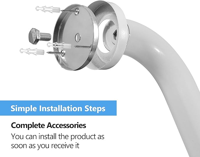 Shower Grab Bar, 2 Pack 39.4 Inch White Bathroom Grab Bar, 1.25" Diameter 304 Stainless Steel Anti-Slip Grab Bars for Bathtubs and Showers, Handicap Shower Grab Bar for Seniors Elderly