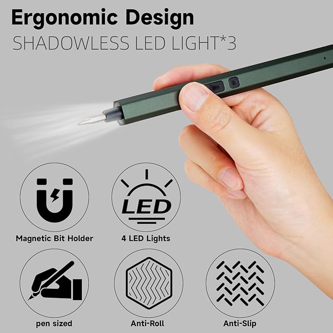Mini Electric Screwdriver, 66 in 1 Electric Screwdriver Kit with 64 Magnetic Bits, 2 Torque Settings, 3 LED Lights, Precision Screwdriver Cordless Repair Tool Set for Phone Camera Laptop Watch
