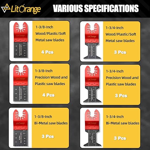 20PCS Professional Wood/Metal/Plastic Universal Multitool, Quick Release Saw Blades Titanium Oscillating Multitool Blade for Hard Material