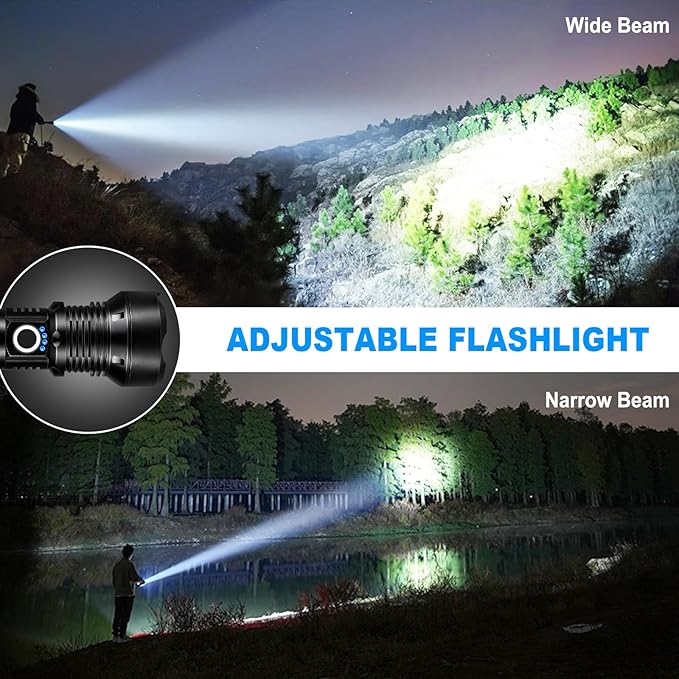 KINGCAESAR Flashlights High Lumens Rechargeable, 2 Pack 90,000 Lumens Super Bright Flashlight, 5 Modes LED Flashlight, IPX7 Waterproof Powerful Flash Light for Home, Outdoor Activities