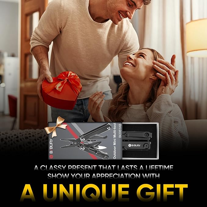 BIBURY Mini Multitool Pliers BI2051AB, Mini EDC Multi Tool with Pocket Clip for Outdoor Survival, Anniversary Birthday Gifts for Men and Women, Gifts for Dad Husband Boyfriend, Essential EDC Gear Tool