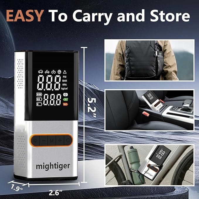 Tire Inflator Portable Air Compressor Cordless Mini Automatic Air Pump with Digital Pressure Gauge 150PSI 3X Fast Inflation and Auto Shutoff SOS Light Tires Pump for Car Motorcycle