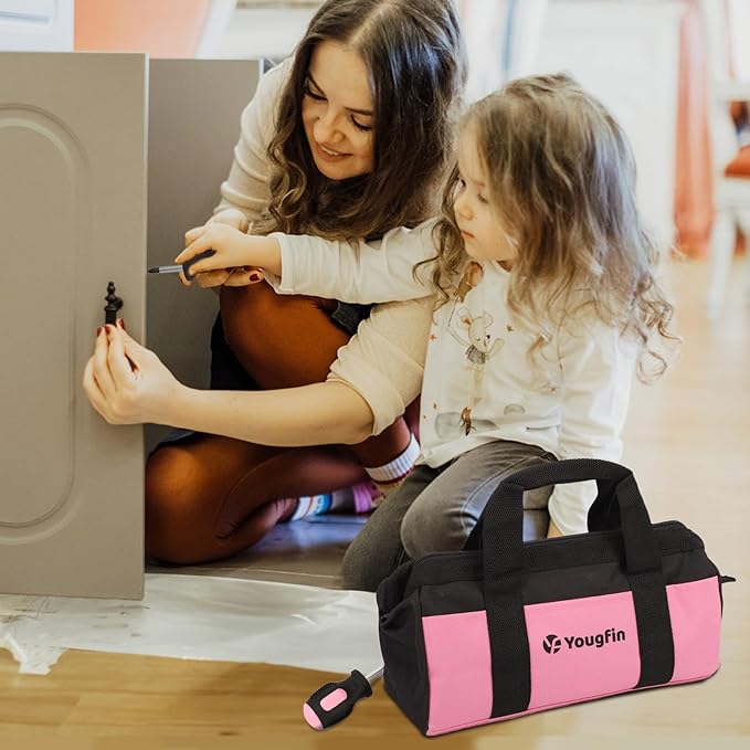 Yougfin Pink Tool Set, 215 Pcs Lady's General Home Repairing Tools Kit For Girls & Women With Portable Bags, Includes All Essential for Home, Garage, Office and College Dormitory Use, Pink & Black