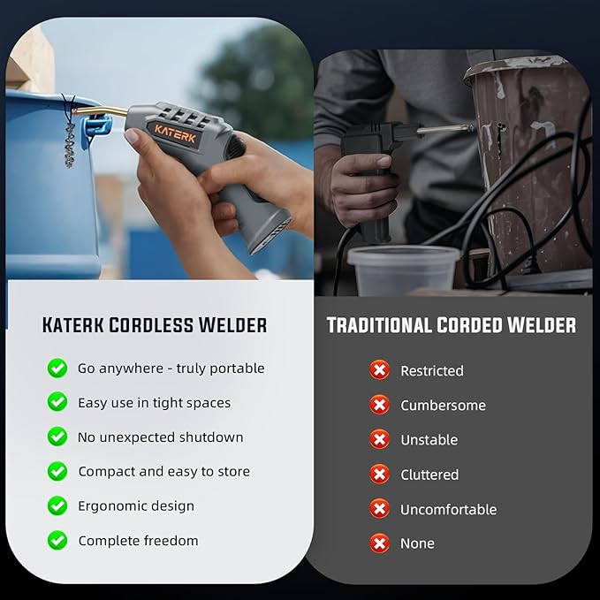 Katerk Cordless Plastic Welder – 400 Staples Included, 3-Temperature Settings, USB Rechargeable Portable Plastic Welding Kit, Perfect for DIY Projects, plastic/Bumper/Toys Repair
