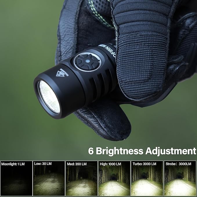 sofirn SC29 Led Flashlight Rechargeable 3000 Lumen, Small Powerful Flash Light with USB C Handle Pocket Torch, Long Battery Life, IP68 Waterproof for Emergencies, Dog Walking