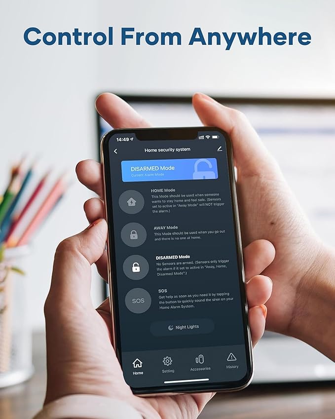 Wireless Home Alarm System 15-Piece Kit, WiFi Alarm System for Home Security with Phone APP Alert (Alarm Siren, Keypad, Remote, Motion, and Door Sensors) for Home, Apartment, Work with Alexa