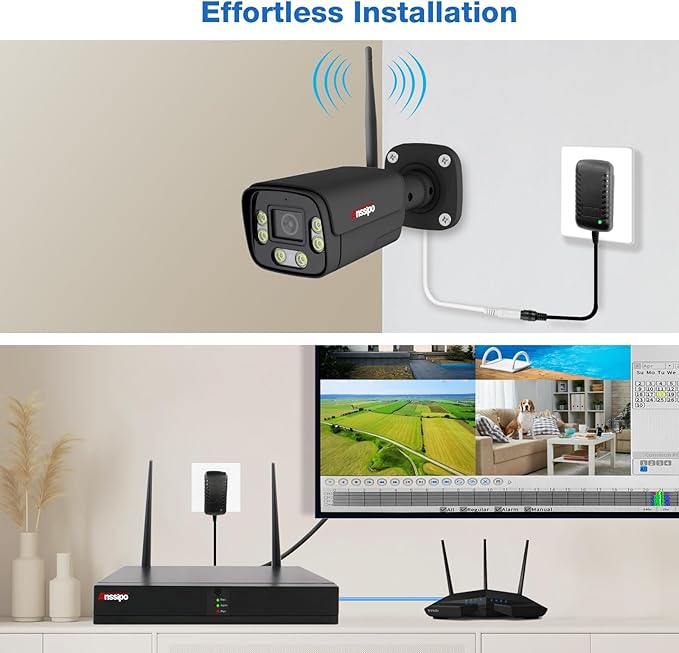 5MP Wireless Security Camera System with 2TB, 8pcs 5MP WiFi Security Cameras for Home Outdoor Indoor with 2-Way Audio/Motion/Face Detection/Colour Night Vision, 8 Channel H.265+ NVR, Metal Housing